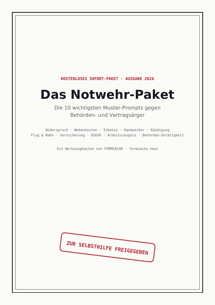 Cover des Notwehr-Pakets: 14-seitiges PDF mit 10 Muster-Prompts